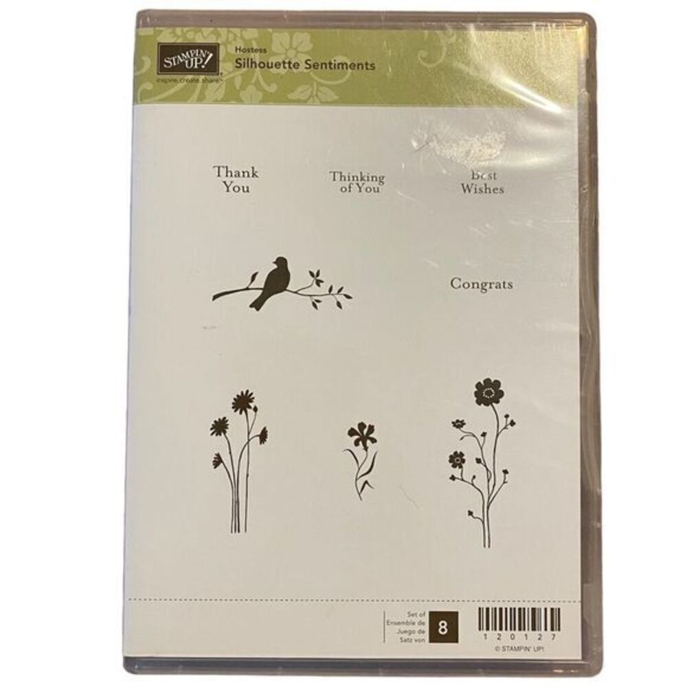 Stampin'up Silhouette Sentiments Hostess Stamp Set‎ of 8